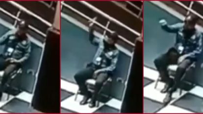 Como si nada pasara, graban a un vigilante hablando con un “fantasma”