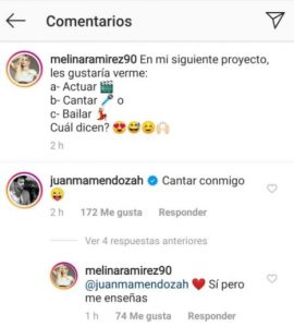 Melina Ramírez y Juan Manuel Mendoza se demuestra su cariño por redes sociales 