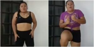 Mujer baja de peso haciendo ejercicio en cuarentena _ Foto_ captura video