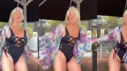 “Se le están cayendo”, le dicen a mujer adulta por bailar en bikini