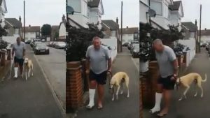 Hombre se llevó sorpresa al examinar a su perro por una supuesta cojera