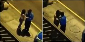 Mujer besa a Policía _ Foto_ captura de video