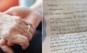 Conmovedora carta de anciana de 83 años que pide le ayuden a encontrar un asilo geriátrico