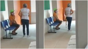 Mujer obliga a su esposo a vacunarse _ Foto_ captura video