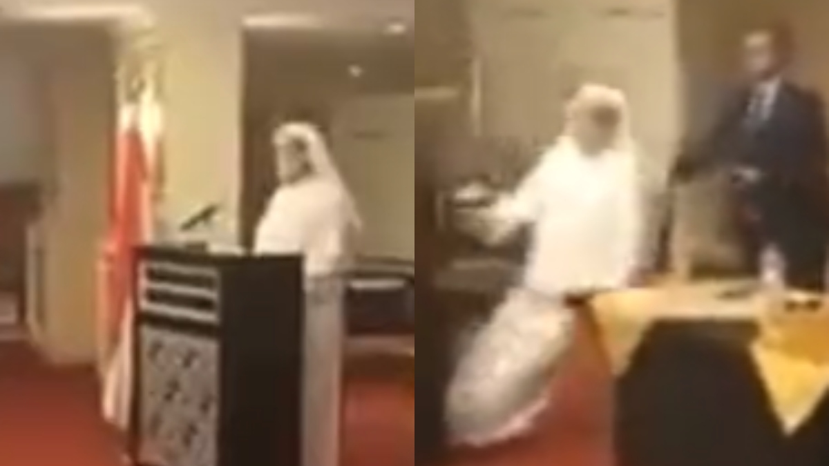 Imágenes impactantes: empresario saudita se murió mientras daba un discurso