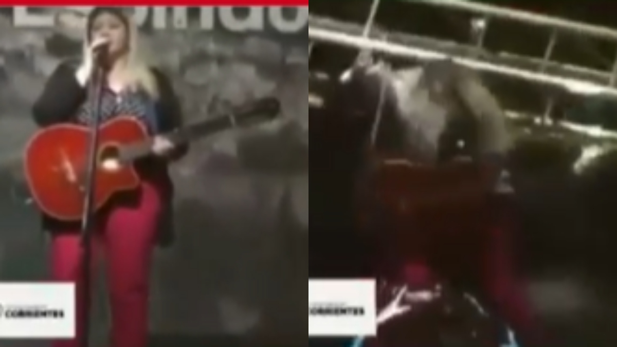 Imágenes sensibles: pantalla cayó encima de cantante en Argentina