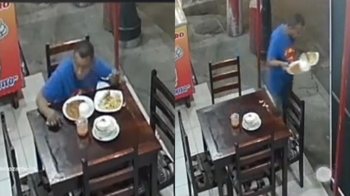 Viral: Hombre se escapó con platos