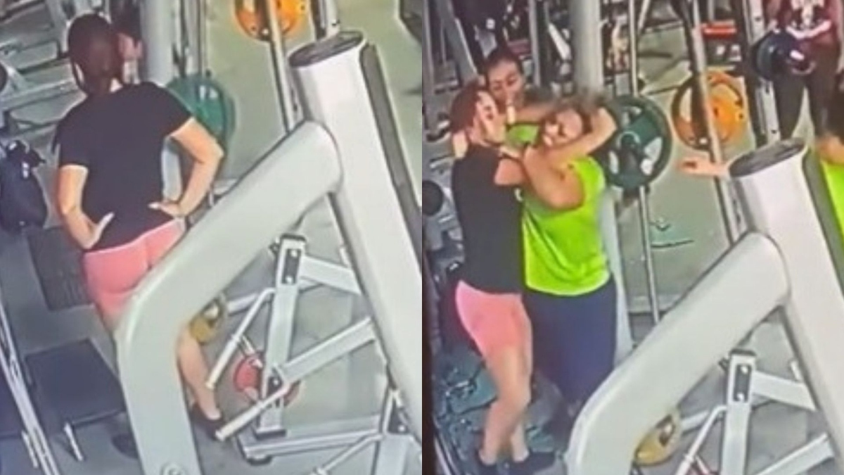 Mujeres se pelean en un gimnasio