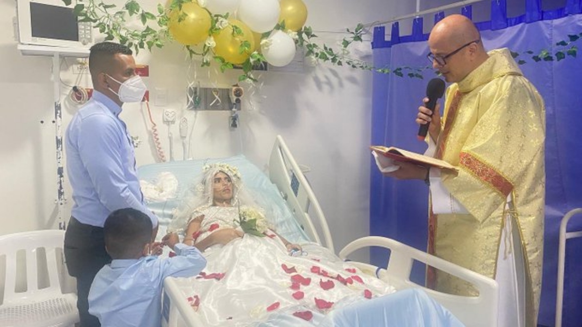 Futbolista colombiano se casó en un hospital, su pareja tiene cáncer