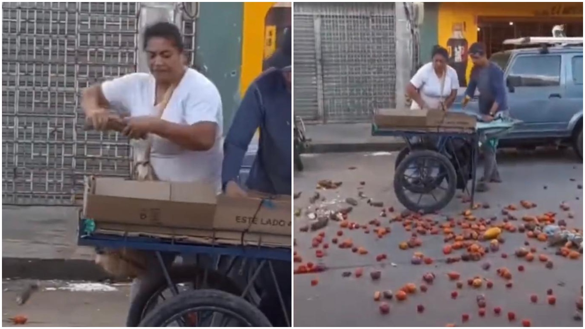 Mujer destruye puesto de verduras por deuda con vendedor