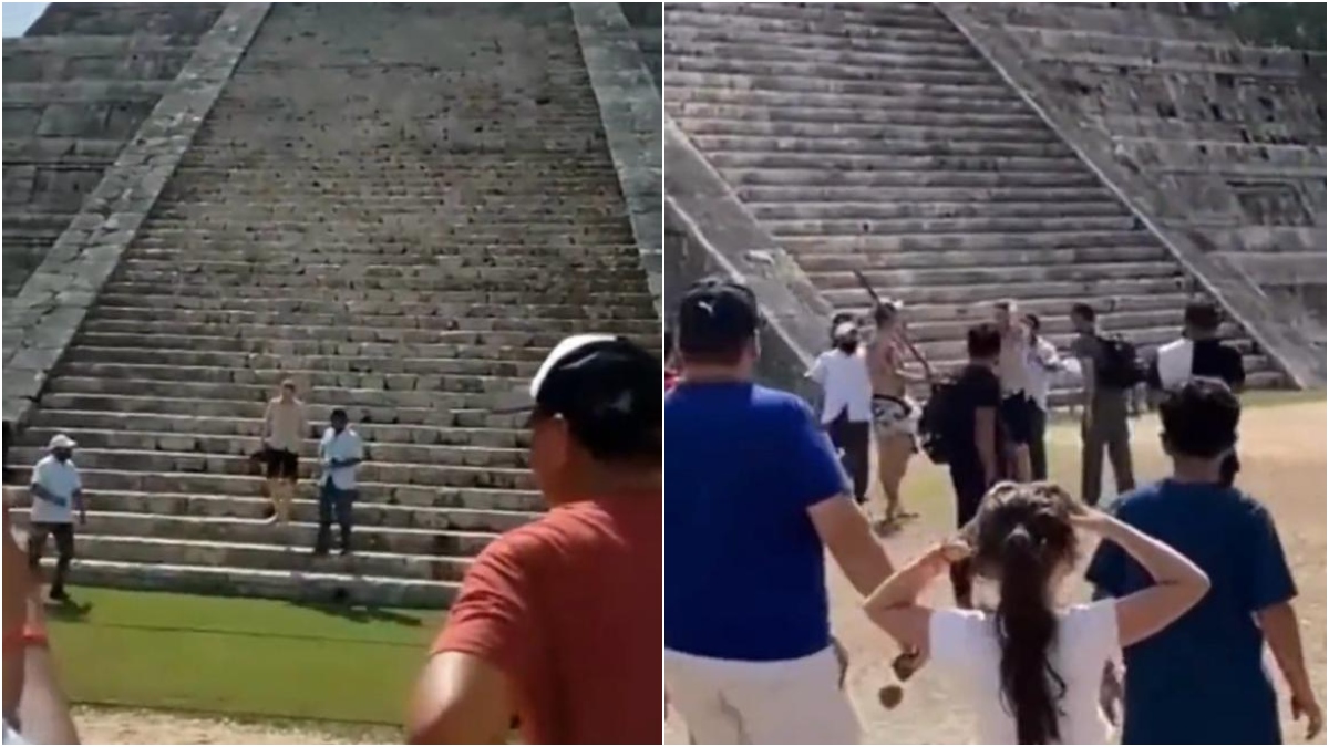 Dan palo a turista que subió a reconocida pirámide