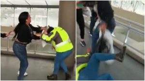 Mujer mechoneó a funcionaria de TransMilenio _ Foto_ captura video