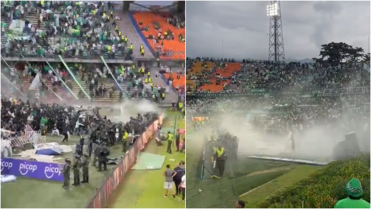 Atlético Nacional enfrentamiento con la Policía