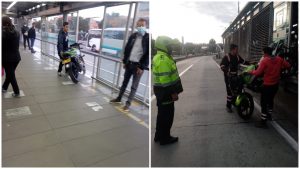 Multan a hombre que subió moto a estación de TransMilenio _ Foto_ Twitter