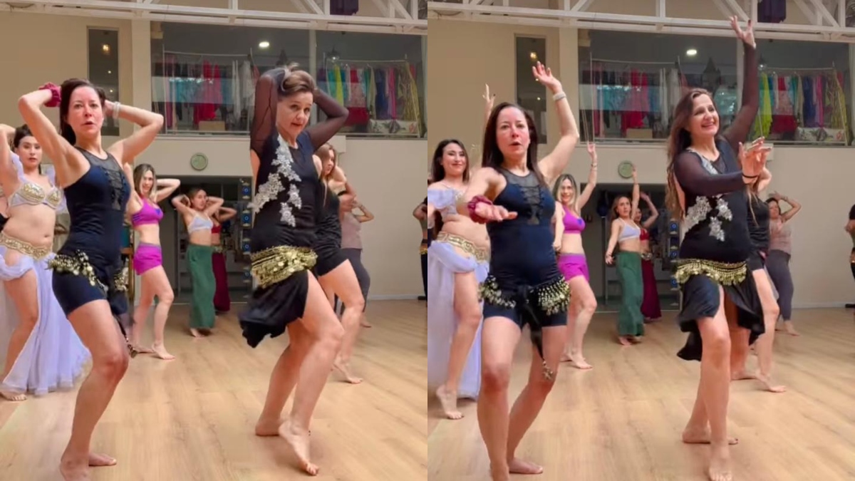 Flavia Dos Santos bailando danza árabe.