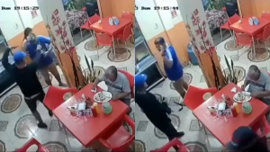 ladrón siguió comiendo mientras robaba un restaurante
