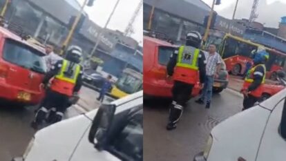 Funcionario de TransMilenio y conductor se fueron a golpes en plena vía; pararon tráfico