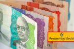Dinero colombiano junto al logo de Prosperidad Social / Renta Ciudadana (Getty Images y redes sociales)