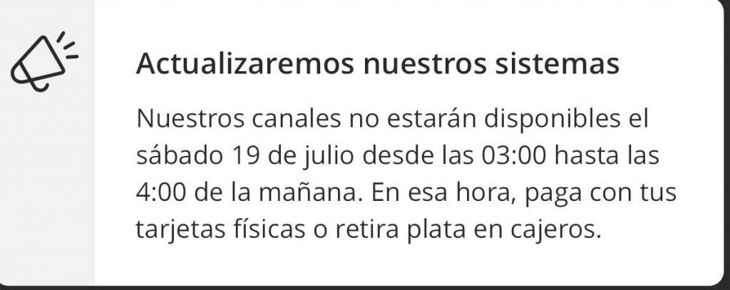 Suspensión app Bancolombia