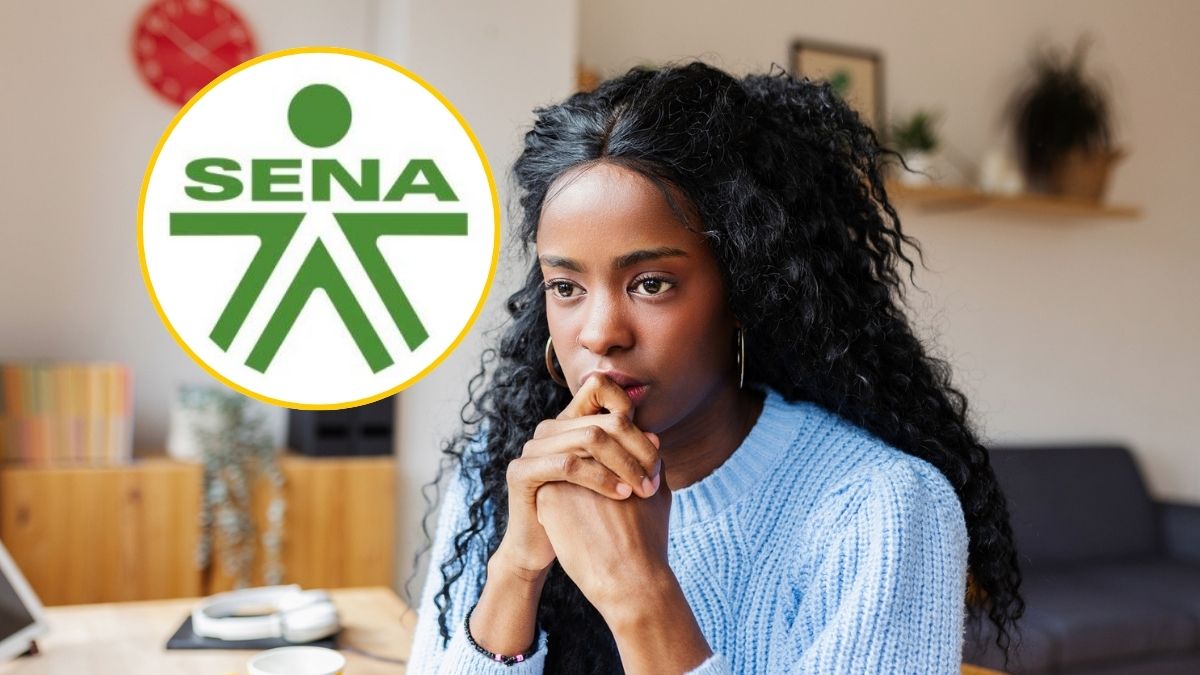 Persona preocupada y logo del SENA
