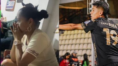 Reacción madre futbolista