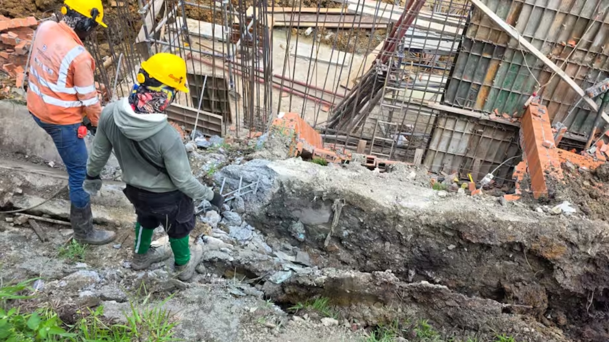 Colapsó muro en obra de institución educativa en el sur de Cali